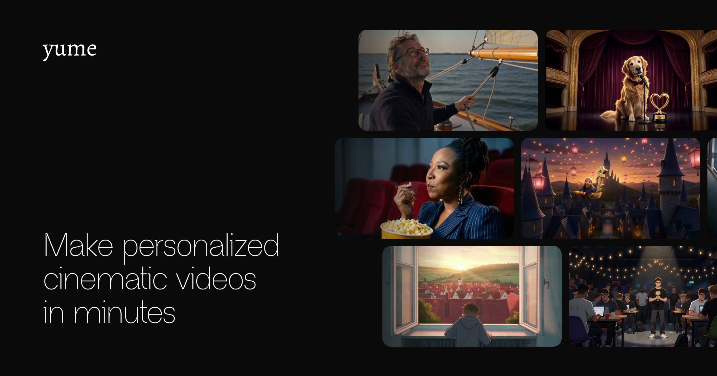 Screenshot of yume, Pay-once personalized cinematic films, delivered by email